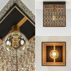 Straluma Vierkante plafondlamp zwart met gouden binnenzijde></noscript> Keukenverlichting|Plafondlampen