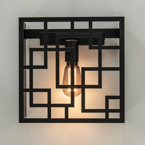Straluma Vierkante wandlamp zwart metaal> Wandlampen|Scandinavische Verlichting