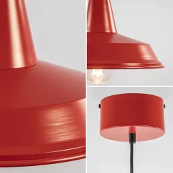 Straluma Vintage hanglamp rood met wit en zwart snoer></noscript> Woonkamerlampen|Tienerkamerlampen