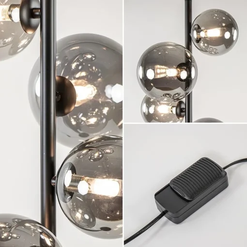 Straluma Vloerlamp Calcio 6l zwart + smoke glas> Woonkamerlampen|Vloerlampen