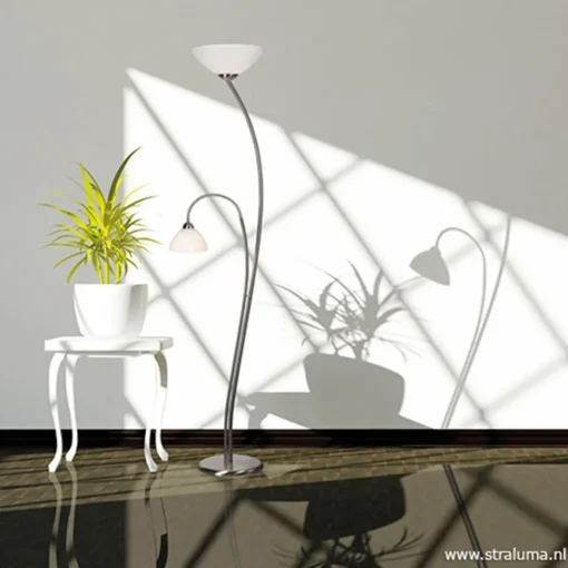 Straluma Vloerlamp Capri staal/glas met leeslamp> Leeslampen|Uplighters