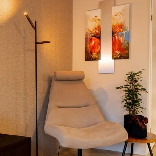 Straluma Vloerlamp Flute 2L zwart/brons 2xpushdim dtw> Vloerlampen|Leeslampen