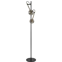 Straluma Vloerlamp Globe 2-L zwart/goud smokeglas> Slaapkamerlampen|Kantoorverlichting