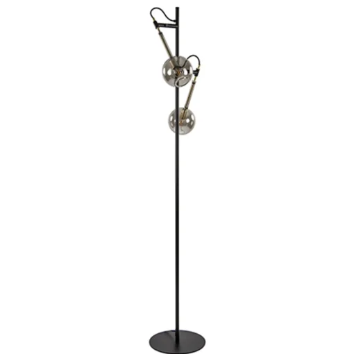 Straluma Vloerlamp Globe 2-L zwart/goud smokeglas> Slaapkamerlampen|Kantoorverlichting