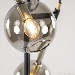 Straluma Vloerlamp Globe 2-L zwart/goud smokeglas></noscript> Slaapkamerlampen|Kantoorverlichting