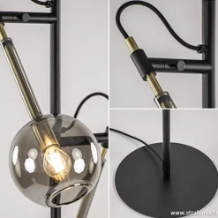 Straluma Vloerlamp Globe 2-L zwart/goud smokeglas></noscript> Slaapkamerlampen|Kantoorverlichting