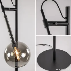 Straluma Vloerlamp Globe 1L zwart/smoke glas 25cm></noscript> Slaapkamerlampen|Halverlichting