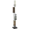 Straluma Vloerlamp 4L zwart + cilinder kappen bruin> Vloerlampen|Botanische Verlichting