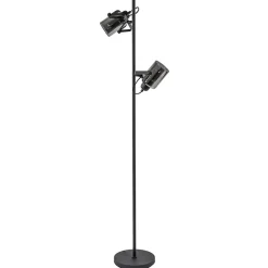 Straluma Vloerlamp mat zwart met titanium glazen kappen> Vloerlampen|Industriële Verlichting