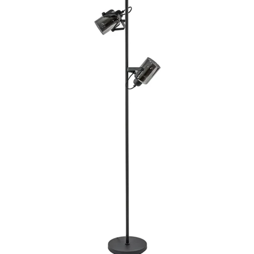 Straluma Vloerlamp mat zwart met titanium glazen kappen> Vloerlampen|Industriële Verlichting