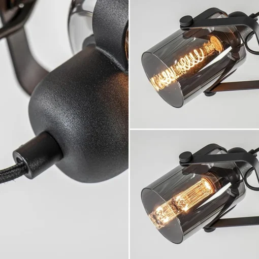 Straluma Vloerlamp mat zwart met titanium glazen kappen> Vloerlampen|Industriële Verlichting