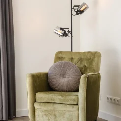 Straluma Vloerlamp mat zwart met titanium glazen kappen></noscript> Vloerlampen|Industriële Verlichting