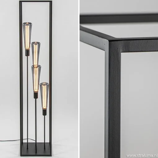Straluma Vloerlamp open frame zwart 4-lichts> Woonkamerlampen|Slaapkamerlampen