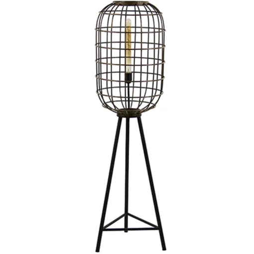 Straluma Vloerlamp oud-brons zwart kooi> Light and Living|Kooilampen