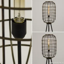 Straluma Vloerlamp oud-brons zwart kooi> Light and Living|Kooilampen