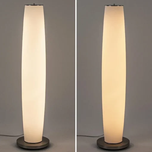 Straluma Vloerlamp Terra nikkel/wit glas dtw> Halverlichting|Vloerlampen