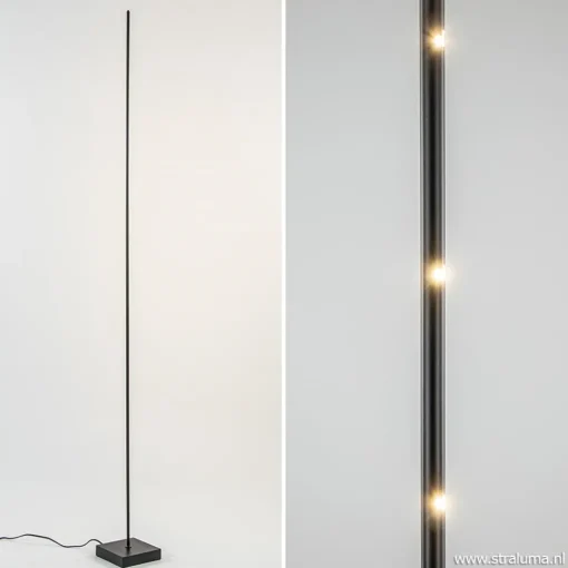 Straluma Vloerlamp Think pin zwart met pushdimmer> Vloerlampen|Woonkamerlampen