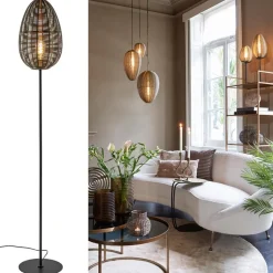 Straluma Vloerlamp Yaelle antiek brons met zwarte voet></noscript> Draadlampen|Light and Living