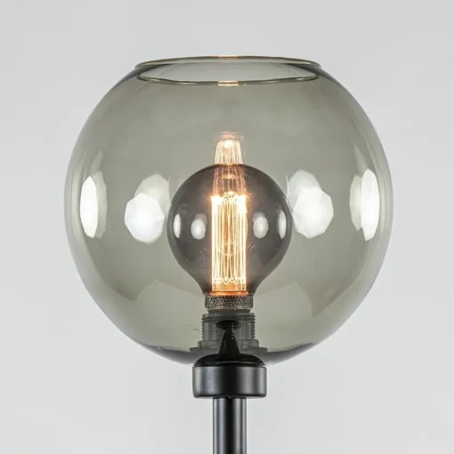 Straluma Vloerlamp zwart met smoke glazen kap> Woonkamerlampen|Slaapkamerlampen