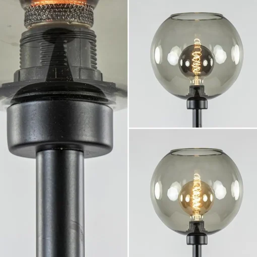 Straluma Vloerlamp zwart met smoke glazen kap> Woonkamerlampen|Slaapkamerlampen