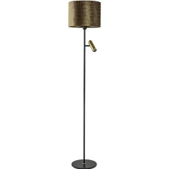 Straluma Vloerlamp zwart/goud met kap brons/goud> Woonkamerlampen|Vloerlampen