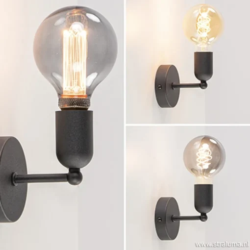 Straluma Wandlamp basic boog klein zwart> Landelijke Verlichting|Woonkamerlampen