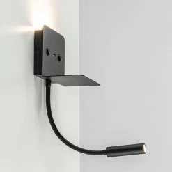 Straluma Wandlamp bed zwart flex + USB charger> Wandlampen|Bedlampjes