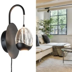 Straluma Wandlamp Black Egg zwart/helder glas></noscript> Wandlampen|Woonkamerlampen