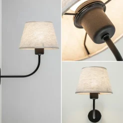 Straluma Wandlamp Chicago zwart/zandkleur kap></noscript> Wandlampen|Schemerlampen