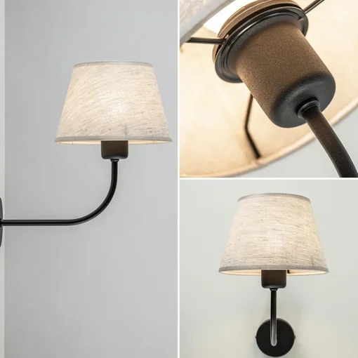 Straluma Wandlamp Chicago zwart/zandkleur kap> Wandlampen|Schemerlampen