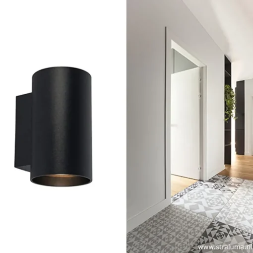Straluma Wandlamp cilinder zwart up+down gu10> Woonkamerlampen|Keukenverlichting