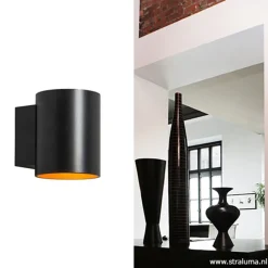 Straluma Wandlamp cilinder zwart/goud></noscript> Woonkamerlampen|Slaapkamerlampen