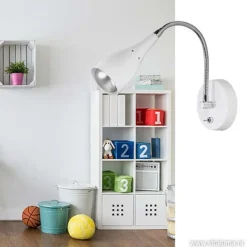 Straluma Wandlamp Elite verstelbaar nikkel wit></noscript> Bedlampjes|Kinderlampen