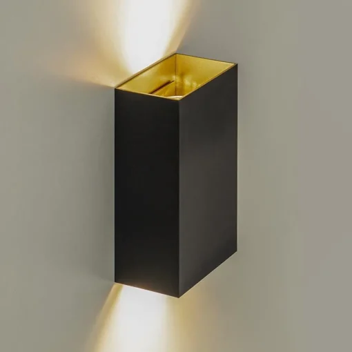 Straluma Wandlamp Eros rechthoek zwart/matgoud 2xgu10> Woonkamerlampen|Slaapkamerlampen