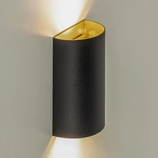 Straluma Wandlamp Hera afgerond zwart/matgoud 2xgu10> Woonkamerlampen|Slaapkamerlampen