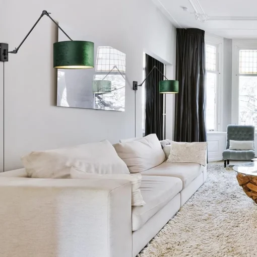 Straluma Wandlamp Prestige Chic zwart/kap groen> Schemerlampen|Woonkamerlampen