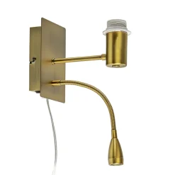 Straluma Wandlamp Regina antiek brons met leesarm exclusief kap> Wandlampen|Bedlampjes