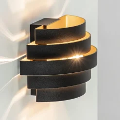 Straluma Wandlamp Scudo zwart/goud 20cm> Woonkamerlampen|Halverlichting