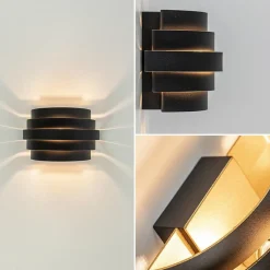 Straluma Wandlamp Scudo zwart/goud 20cm></noscript> Woonkamerlampen|Halverlichting