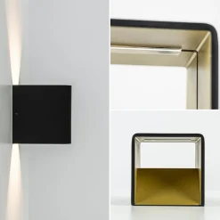 Straluma Wandlamp Stretto kubus zwart/goud></noscript> Wandlampen|Halverlichting