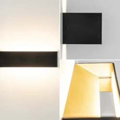 Straluma Wandlamp Stretto zwart/goud 30cm></noscript> Wandlampen|Halverlichting
