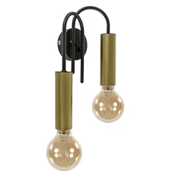Straluma Wandlamp toog dubbel zwart/mat goud> Slaapkamerlampen|Halverlichting
