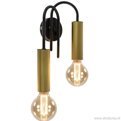 Straluma Wandlamp toog dubbel zwart/mat goud> Slaapkamerlampen|Halverlichting