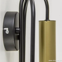 Straluma Wandlamp toog dubbel zwart/mat goud></noscript> Slaapkamerlampen|Halverlichting