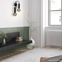 Straluma Wandlamp toog dubbel zwart></noscript> Woonkamerlampen|Slaapkamerlampen