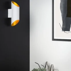 Straluma Wandlamp up+down cilinder wit/goud></noscript> Wandlampen|Design Verlichting