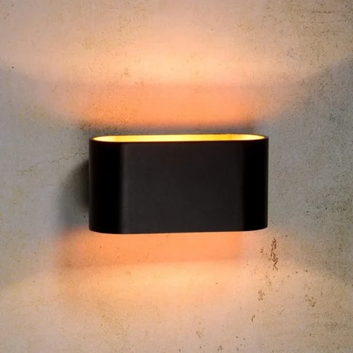Straluma Wandlamp Xera ovaal zwart/goud> Woonkamerlampen|Slaapkamerlampen