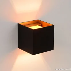 Straluma Wandlamp Xio kubus zwart/goud inclusief G9> Wandlampen|Bedlampjes
