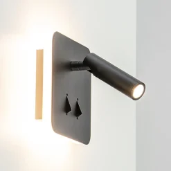 Straluma Wandlamp zwart leesspot + indirect lich> Wandlampen|Bedlampjes