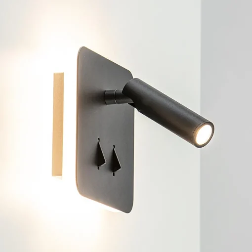 Straluma Wandlamp zwart leesspot + indirect lich> Wandlampen|Bedlampjes